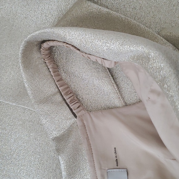 Rickie Freeman Teri Jon Champagne Shimmer Off Shoulder Column Dress Size 6 - Picture 6 of 13